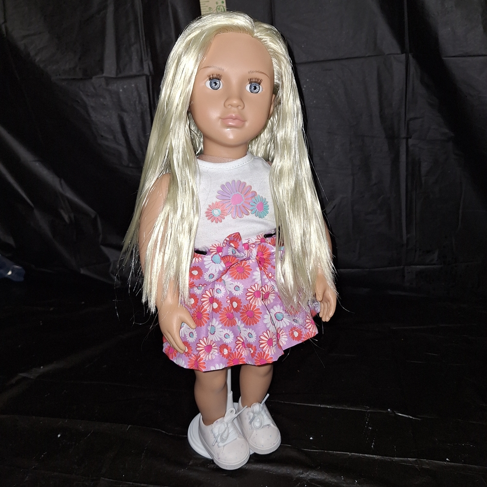 Our Generation 18inch Blonde Hair Blue Eyed Doll in Pink